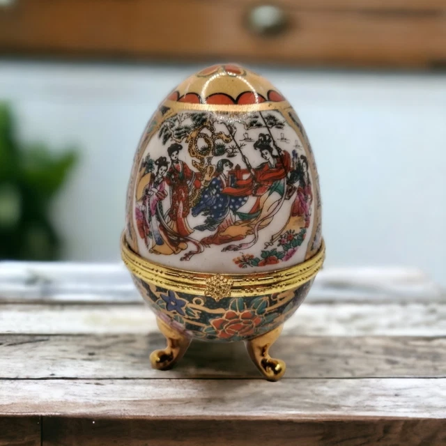 Boîte à Bijoux Ancienne En Métal En Forme D'œuf – Style Vintage Excellent état