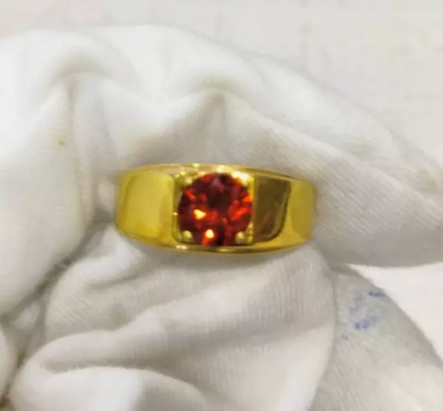 2Ct Round Cut Lab Created Red Ruby Men's Anniversary Ring 14K Yellow Gold Plated