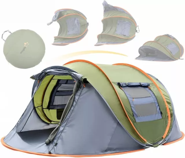 Camping Tent - 4-Person Easy Pop Up Tent with 2 Doors - UPF50+ Waterproof Camping Tent - 4-Person Easy Pop Up Tent with 2 Doors - UPF50+ Waterproof