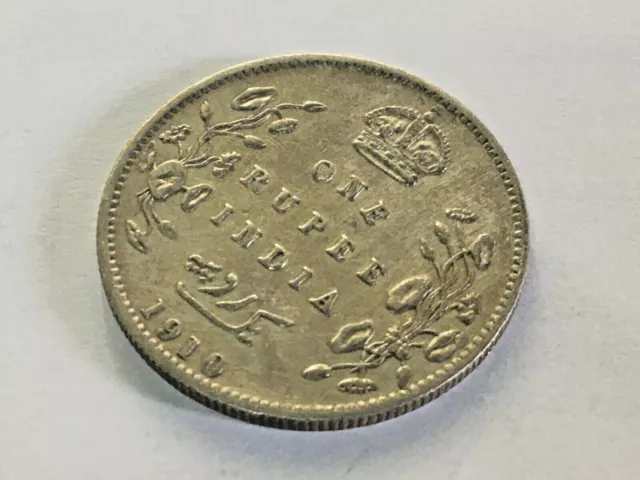 Vintage Antiguo Edward VII Rey & Emperador Una Rupia India 1910 Raro Plata