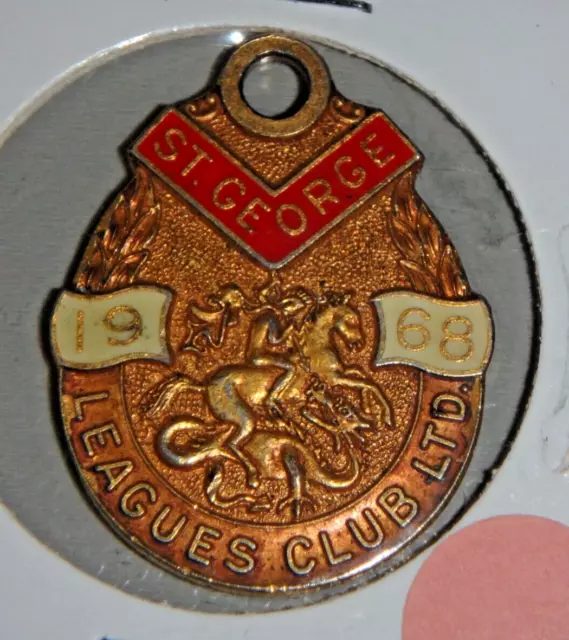 Vintage 1968 St George Dragons Rugby League Club Member Badge