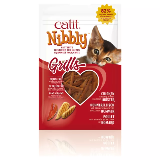 Catit Nibbly Grills mit Hühnchen & Hummer 30 g, Katzensnack, NEU