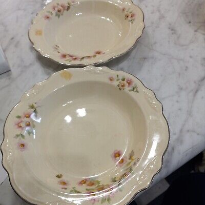 Two Homer Laughlin Virginia Rose Soup Bowls Nice Condition