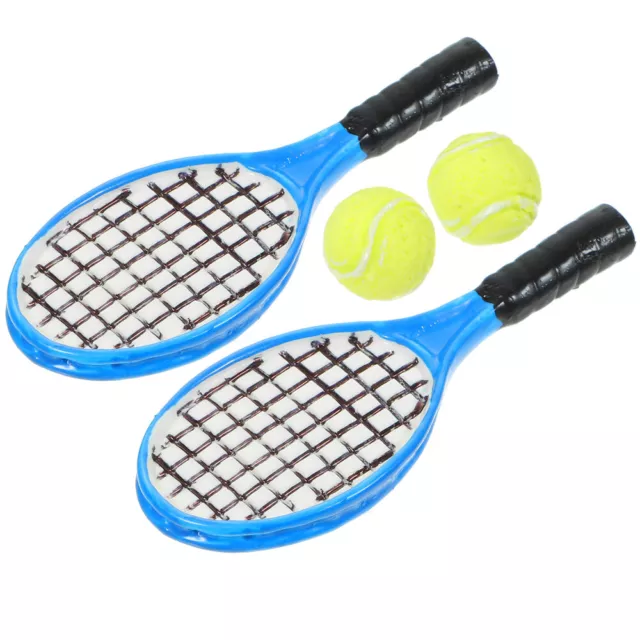 4 Pcs Tennis Racket Models Dollhouse Decoration Accessories Sports