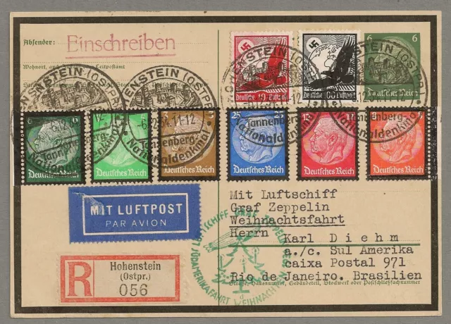 Zeppelin Weihnachtsfahrt 1934 Hohenstein Ostpreussen Tannenberg Nationaldenkmal