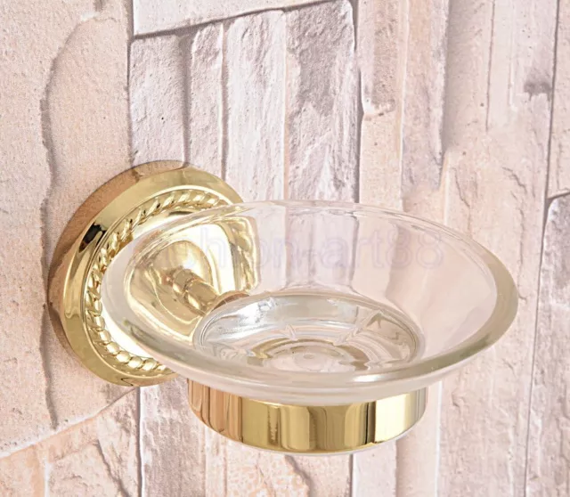 Gold Color Brass Wall Mounted Soap Dish Holder Bathroom Accessory fba586