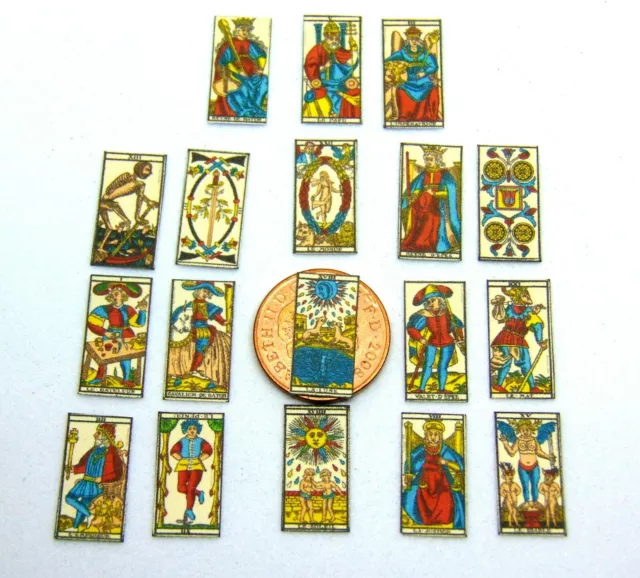 Set Of 18 Tarot Cards Tumdee 1:12 Scale Dolls House Miniature Game Accessory