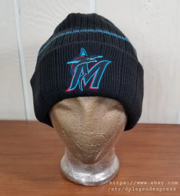 MLB Miami Marlins Baseball New Era Cuffed Knit Beanie Hat Cap Fleece Lined M/L