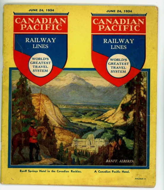 1934 Canadian Pacific Railway Lines June Brochure Time Tables Guide Booklet
