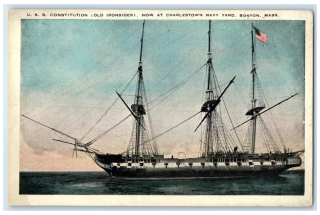c1920 USS Constitution Old Ironsides Charles Town Navy Yard Boston MA Postcard