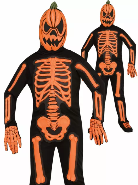 Boys Skeleton Pumpkin Jumpsuit Costume Halloween Fancy Dress Kids Toddler