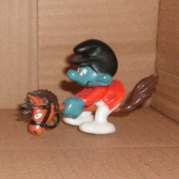SMURFS HORSE RIDER Smurf Figure Vintage PVC Toy Peyo Figurine Jockey