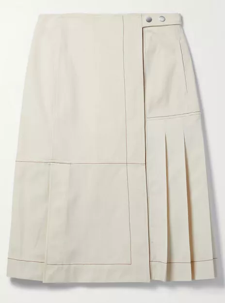 Phillip Lim 3.1 Cotton Canvas Ripstop Combo Utility Skirt Size 8 Color Parchment