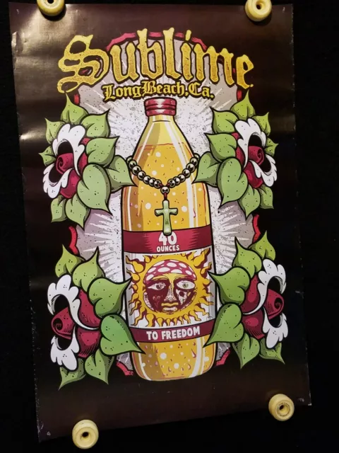 Sublime 40 ounces to freedom black band poster Long Beach CA 34 1/2" x 23 1/2"