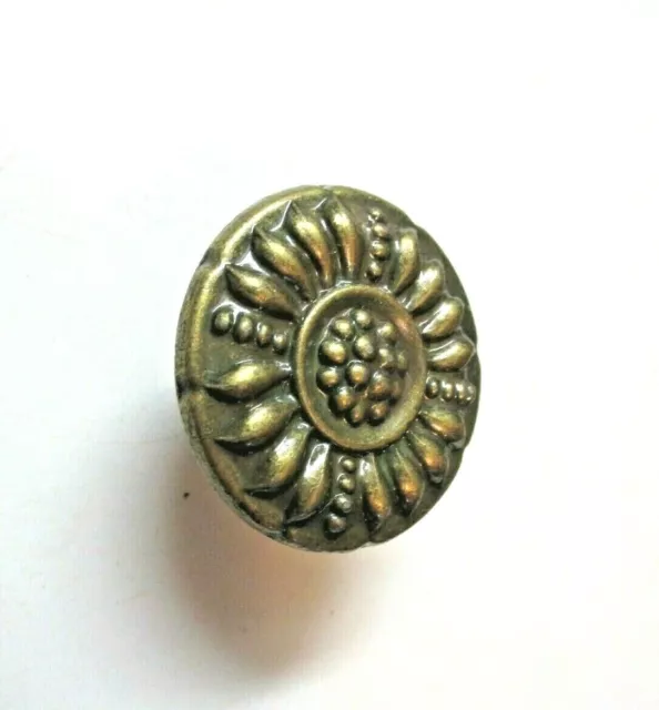 Ajax 953 Cab. Door Drawer 1950 Pull Knob Flower Floral Dark Brass 1-3/8" Vtg MCM