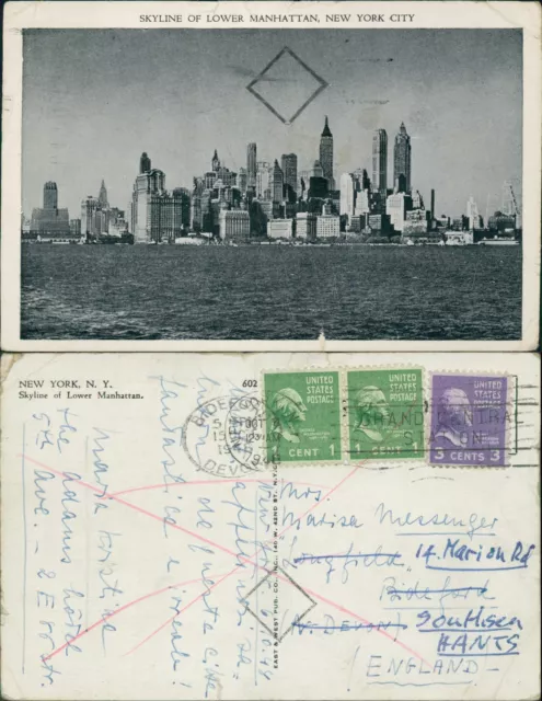 New York city Skyline of Lower Manhattan 1948 Cancel