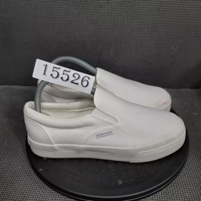 Superga Platform Shoes Womens Sz 8 White Cotton Slip On Sneakers