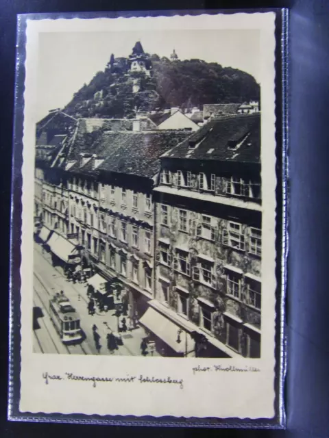 Steiermark Original AK  Graz Herrengasse mit Schlossberg   um 1933