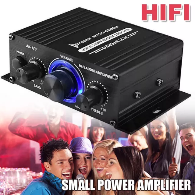 40W 12V Power Digital Amplifier HIFI Mini Stereo Audio AMP FM Mic Home Car NEW