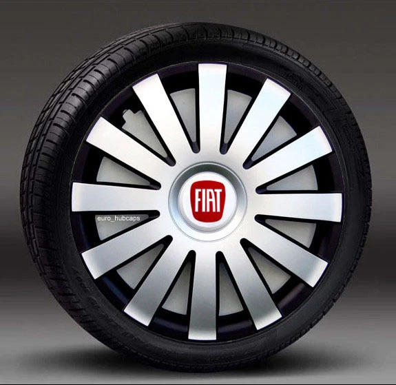 Finiture ruote argento/nero 16", Coprimozzo, Copri per adattarsi a Fiat Punto, Doblo MK3,Scudo