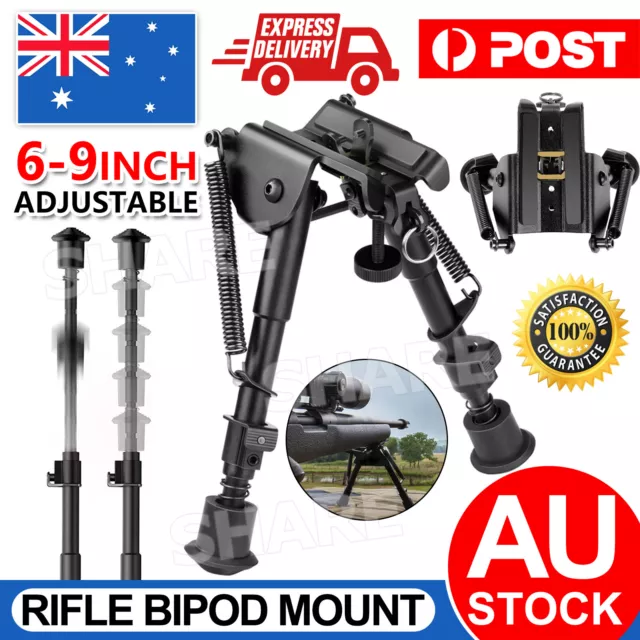 Adjustable 6"-9" Height Sniper Hunting Rifle Bipod Sling Shooting Mount Stand AU