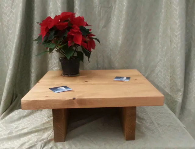Handmade Rustic Low Coffee Table Solid Pine Wood