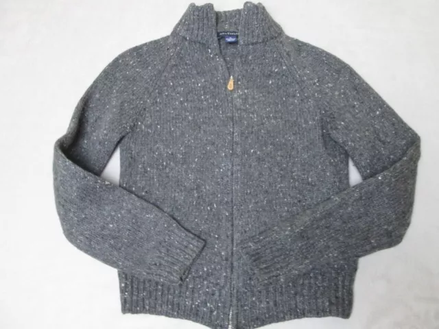 Vintage Ann Taylor Sweater Womens M Gray Double Zip Italian Merino Wool