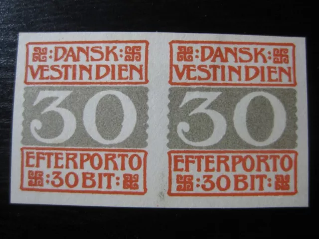 DANISH WEST INDIES Sc. #J7 scarce mint imperf stamp pair!