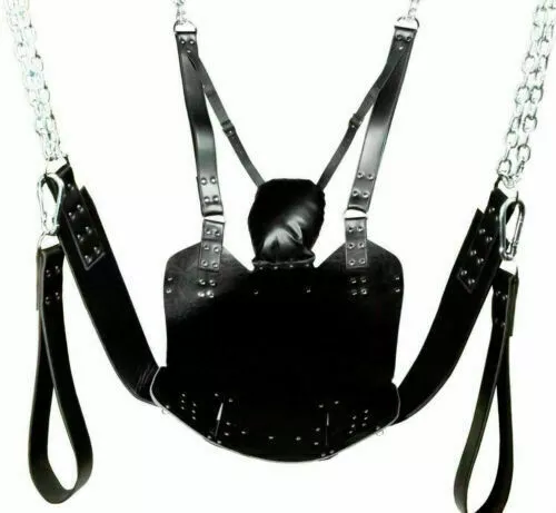 FETISH BDSM Sex Sling Swing Leather with Stirrups Mountable Comfortable Sex Seat