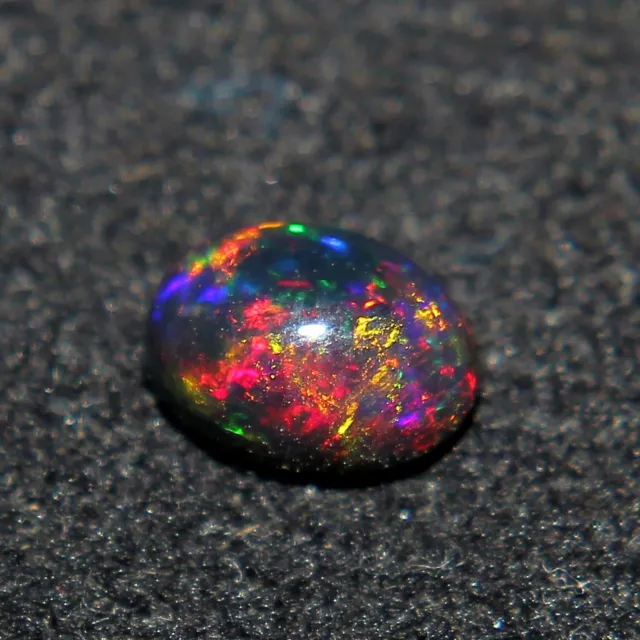 7x5 mm Natural Ethiopian Multi Fire Black Opal Oval Cabochon Loose Gemstone B-29