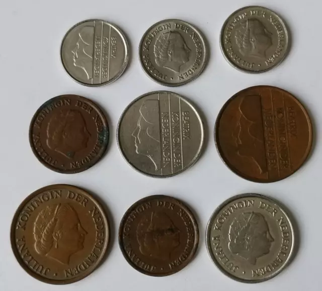 Lot de 9 pièces de monnaie des Pays-Bas