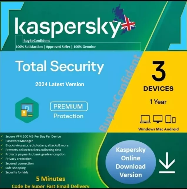 Kaspersky internet Total  Security 2024 3 Device 1 Year  UK