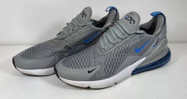 Nike Air Max 270 Trainers UK Size 10 Mens Shoes Grey White Blue Running Sneakers