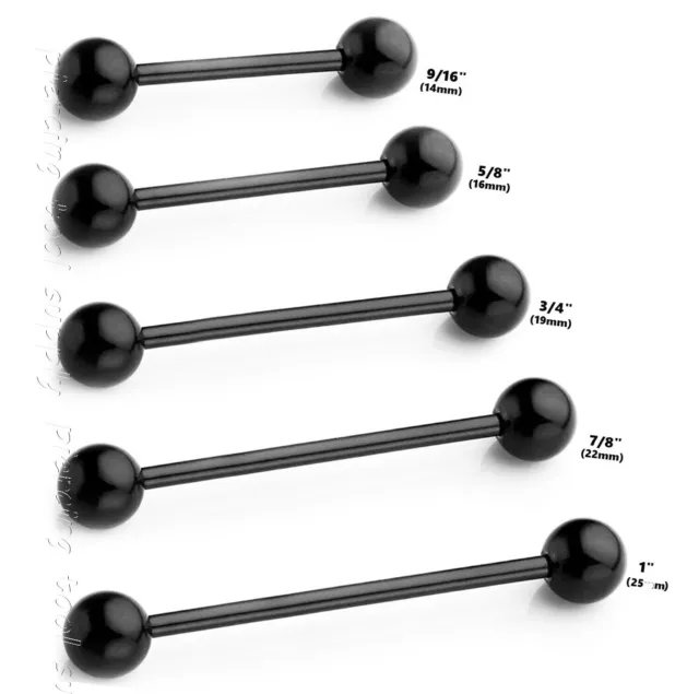 16G 14G Black Anodized Surgical Steel Industrial Tongue Ring Nipple Ring Barbell