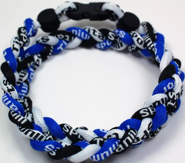 NEW! BASEBALL Titanium Tornado Sports Necklaces 20" Royal Black White BLUE ROPE