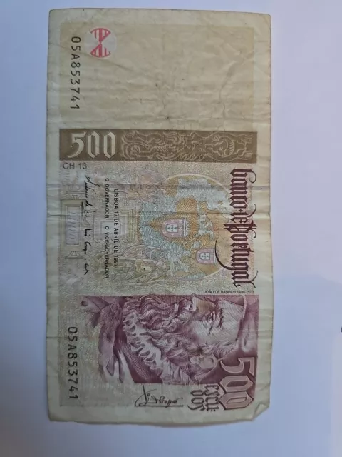 1997 - Banco De PORTUGAL - 500 (Five Hundred) Escudos Banknote Note