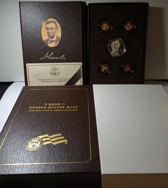 2009 US Abraham Lincoln proof silver dollar & cents, Coin & Chronicles Set