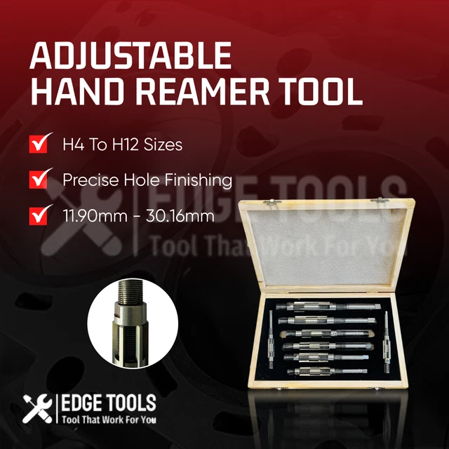 5-Piece Adjustable Hand Reamer Set – H12 To H16 – 1-1/16" To 2-7/32" (26.98mm – 56.35mm) – ACTOOLS-511109
