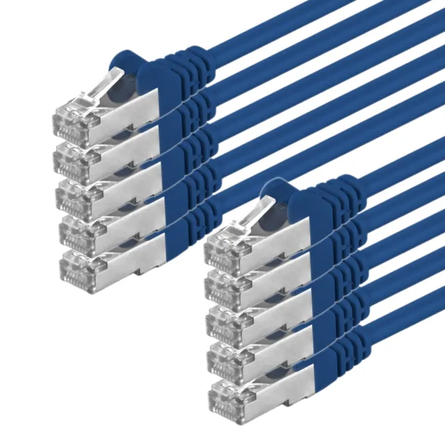 10 Stück CAT5e Kabel F/UTP Patchkabel LAN Netzwerk Ethernet 10x blau 0,25m - 20m