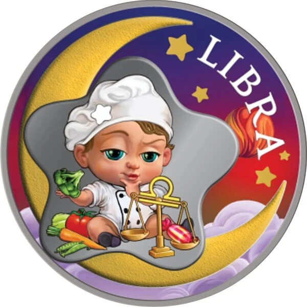 Libra Baby Zodiacs 1/2 oz Proof Silver Coin 2 Cedis Republic of Ghana