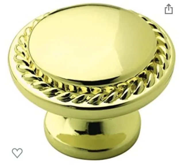 Amerock (Set Of 3) BP530013 Rope Knob 1 1/4” In Polished Brass