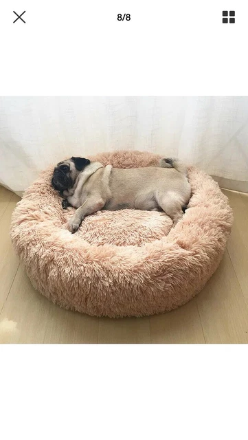 Grand Lit Coussin Épais Apaisant En Peluche Tout Doux Pour Chat Chien Rose 75cm