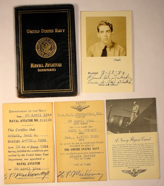 USN PILOT ID Card Wallet And Id Cards. Killed In Crash After One Month