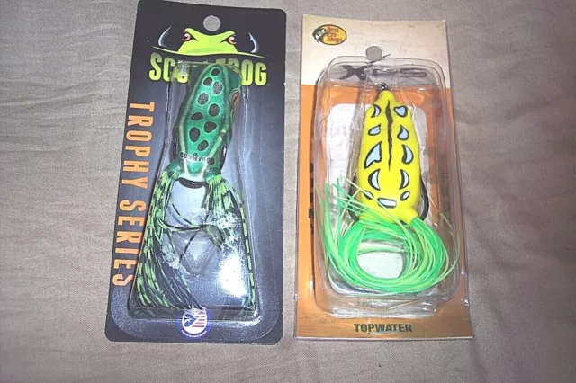 CREME LURE 3 & 4 Tru-Lur Lifelike Weedless Bass Fishing Green Frog ~ 2  Pack $7.00 - PicClick