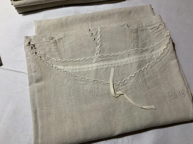CHEMISE DE NUIT ancienne début XXème belle broderie popeline coton excel. état EUR 19,00 - FR