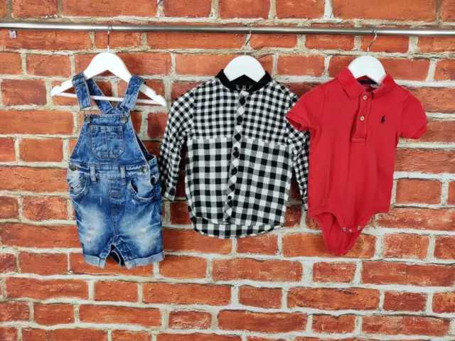 Baby Boys Bundle Age 12-18 Months Ralph Lauren Next Dungaree Bodysuit Shirt 86Cm