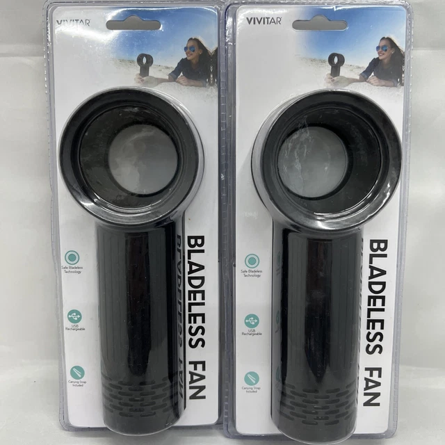 2 Vivitar Bladeless Fan Safe Technology USB Rechargeable Carrying Strap 3 Speed