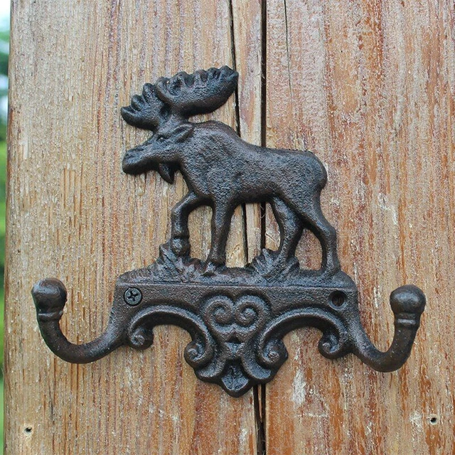 Reindeer Metal Wall Hooks Vintage Cast Iron Wall Hook With Two Hangers Garden