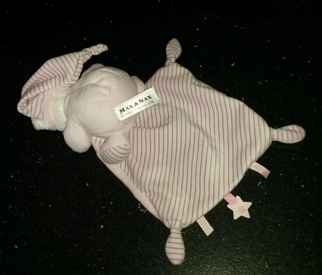 Doudou ours mouchoir rose blanc max & et sax Moon lune nuage étoile peluche TBE 2