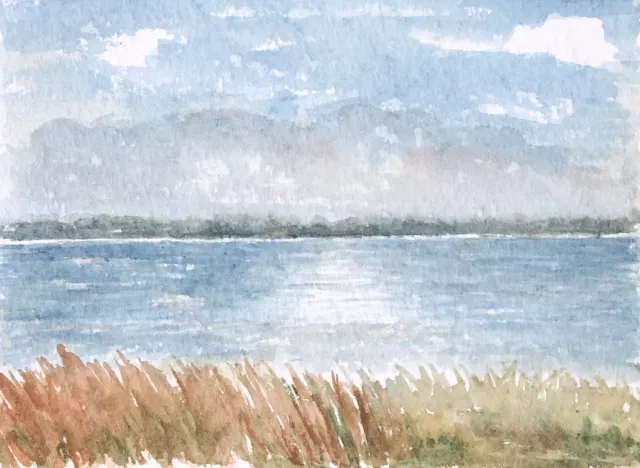 Unbek. Maler - Blick Auf Die Küste  Und Das Meer - Dänemark - Aquarell 24 X 17